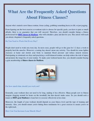 What Are the Frequently Asked Questions About Fitness Classes?