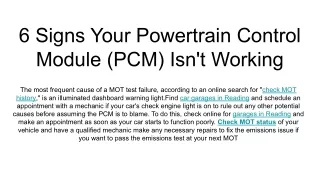 6 signs your powertrain control module