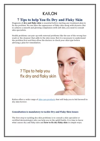 7 Tips to help You fix Dry and Flaky Skin