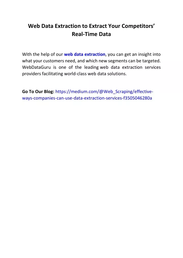 web data extraction to extract your competitors