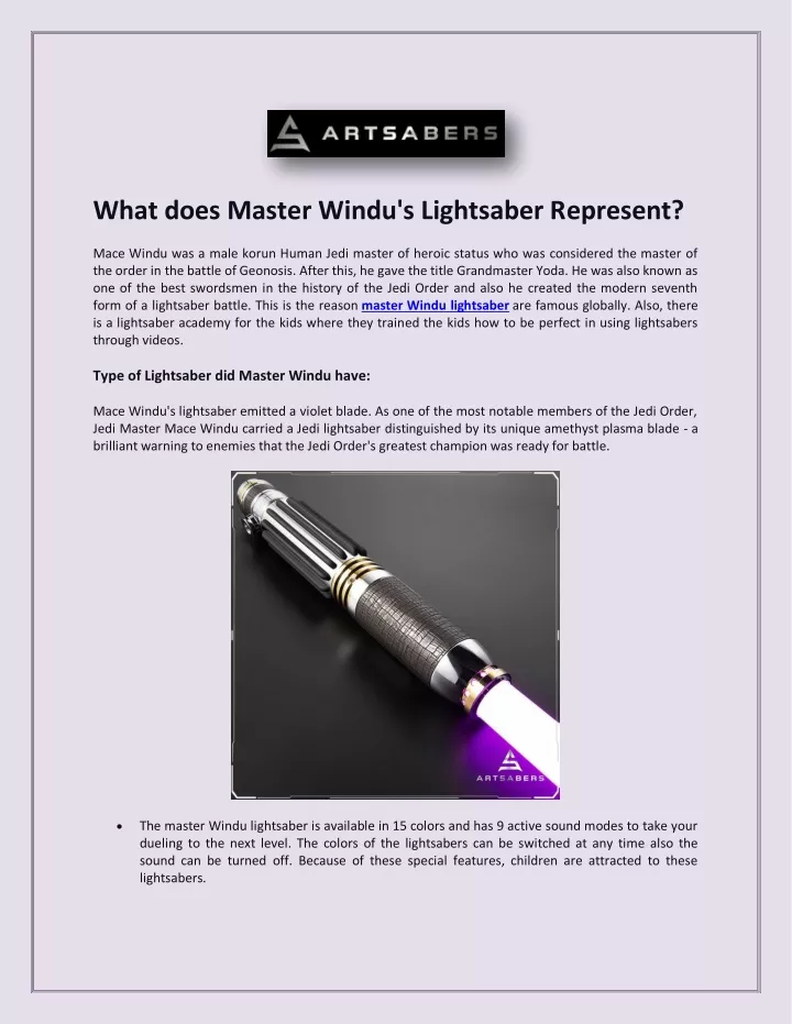 what does master windu s lightsaber represent