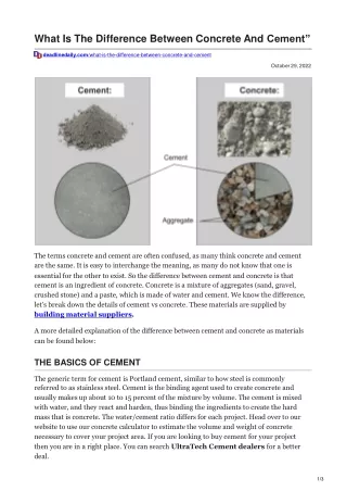 What Is The Difference Between Concrete And Cement ?