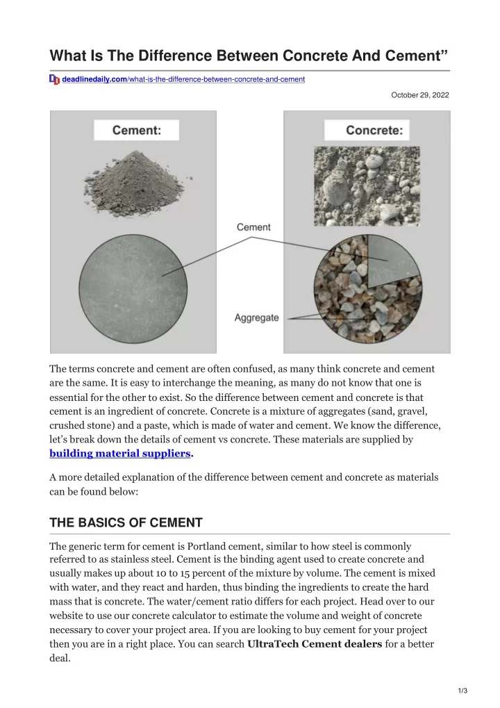 what is the difference between concrete and cement
