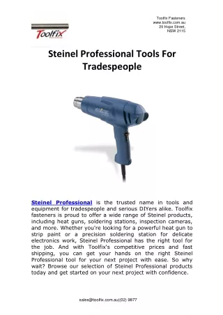 Steinel Professional Tools For Tradespeople