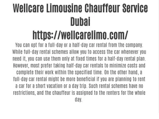 Wellcare Limousine Chauffeur Service Dubai