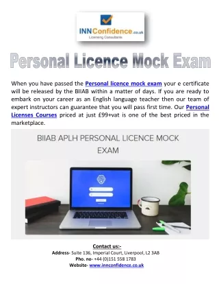 Personal Licence Mock Exam