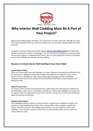 why interior wall cladding must be a part of your project