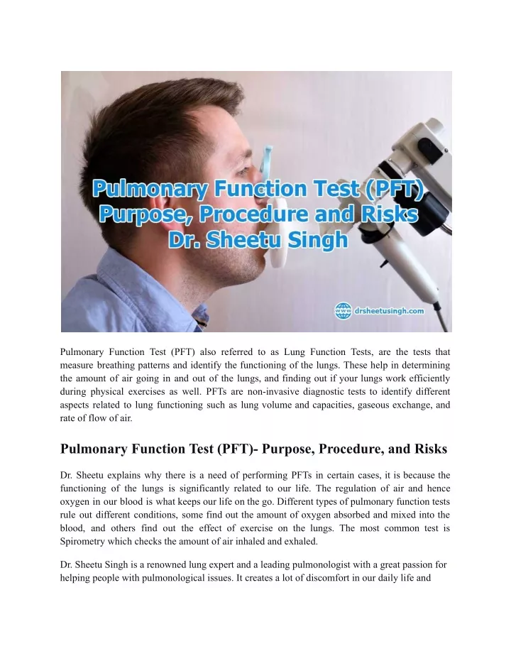 pulmonary function test pft also referred