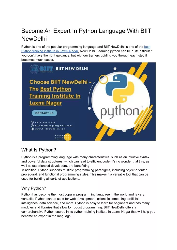 become an expert in python language with biit