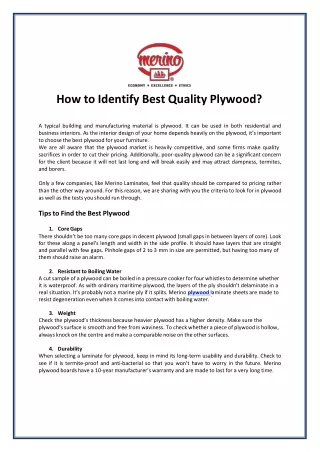 how to identify best quality plywood