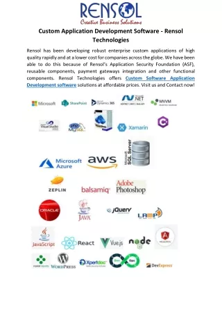 Custom Application Development Software - Rensol Technologies