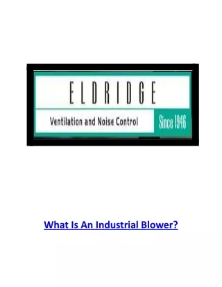 what is an industrial blower