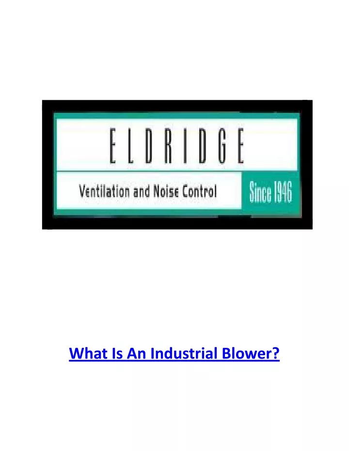 what is an industrial blower