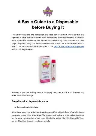 A Basic Guide to a Disposable before Buying It