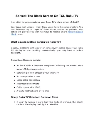 Solved The Black Screen On TCL Roku TV