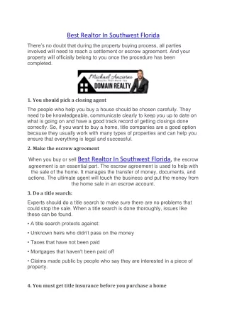 Best Realtor In Southwest Florida