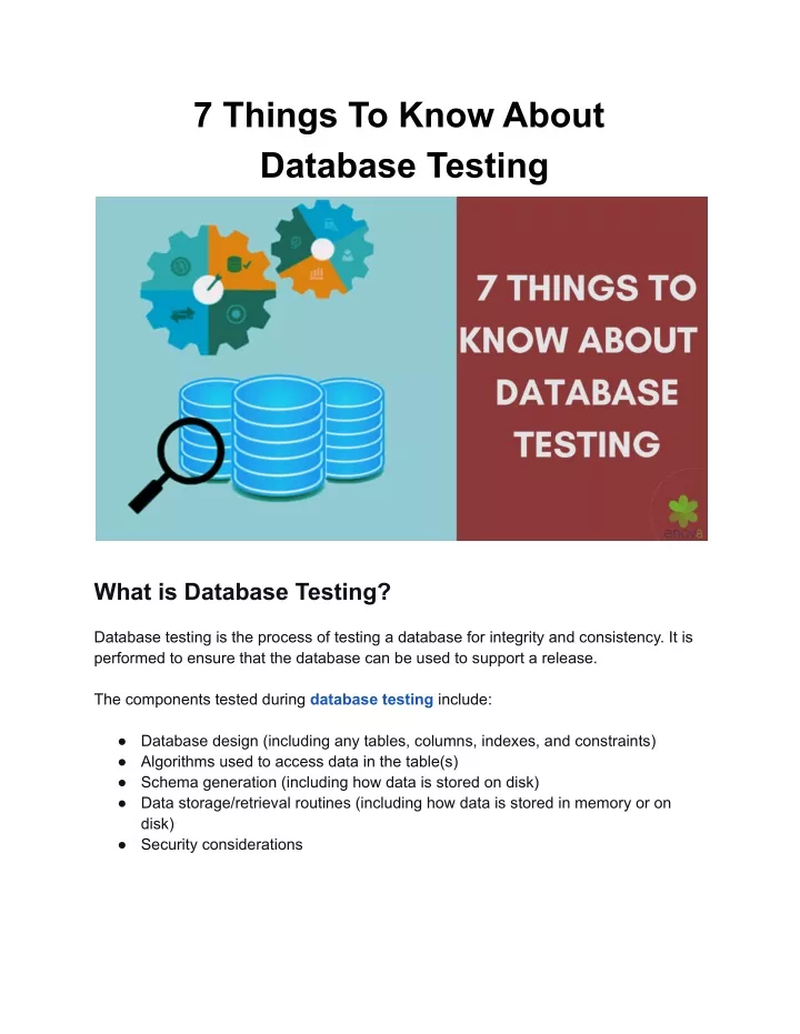 7 things to know about database testing