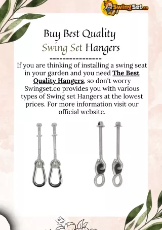 Buy Best Quality Swing Set Hangers | Swingset.co