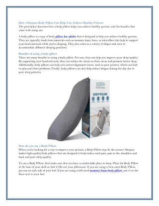 how a sleepsia body pillow can help you achieve
