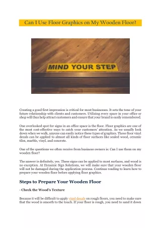 Can I Use Floor Graphics on My Wooden Floor?