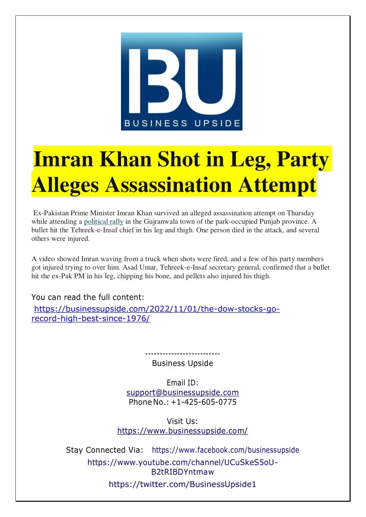 imran khan shot in leg party alleges