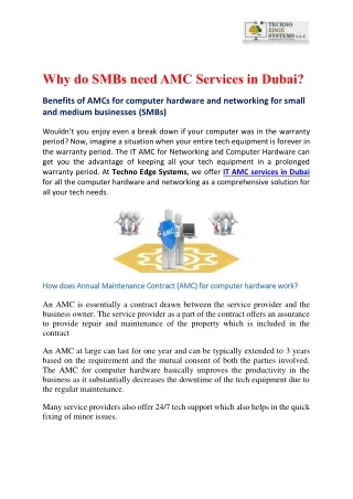 why do smbs need amc services in dubai
