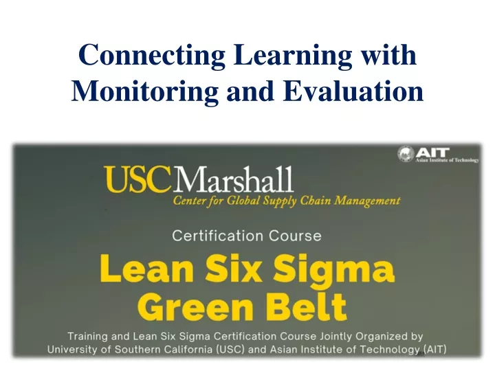 connecting learning with monitoring and evaluation