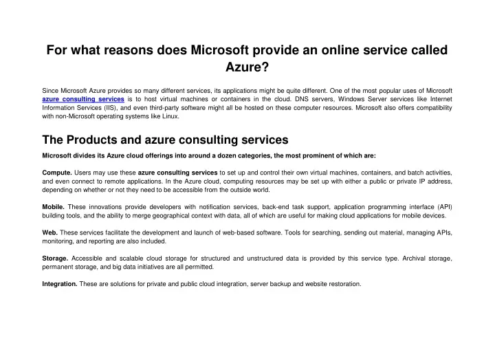 for what reasons does microsoft provide an online