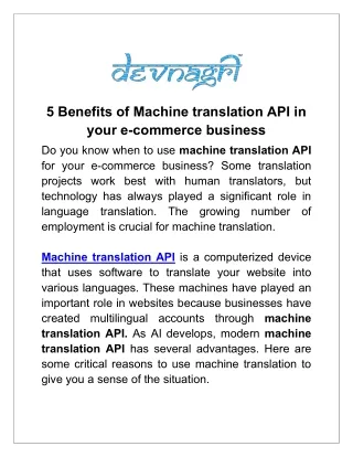 5 benefits of machine translation api in your