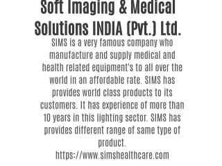 Soft Imaging & Medical Solutions INDIA (Pvt.) Ltd.