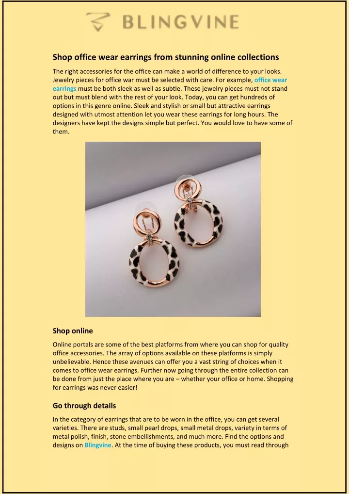 shop office wear earrings from stunning online