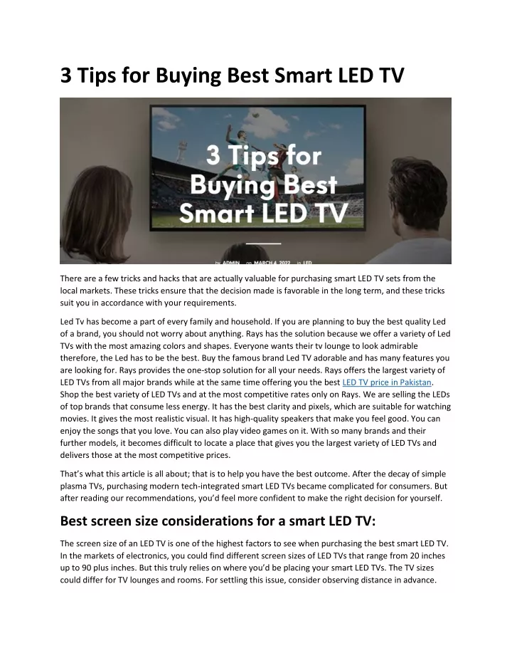 3 tips for buying best smart led tv