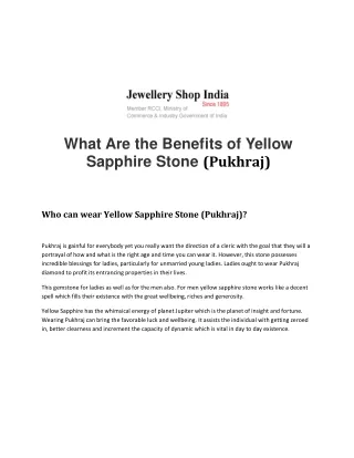 What Are the Benefits of Yellow Sapphire Stone