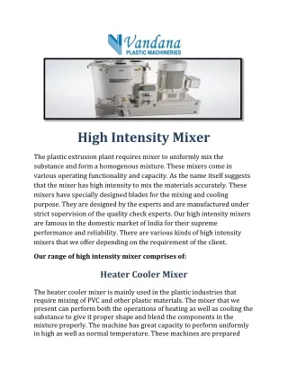 high intensity mixer