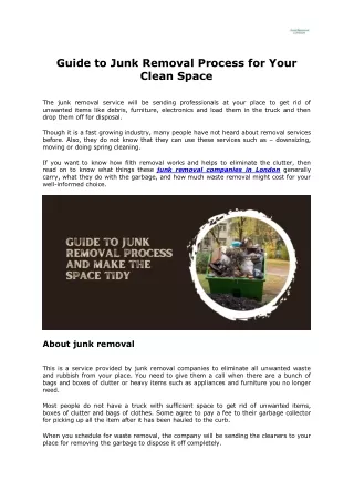 Guide to Junk Removal Process for Your Clean Space