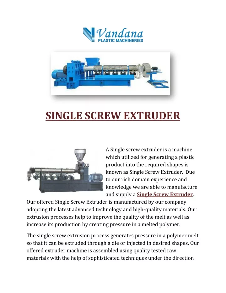single screw extruder