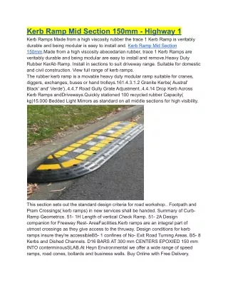 kerb ramp mid section 150mm highway 1 kerb ramps