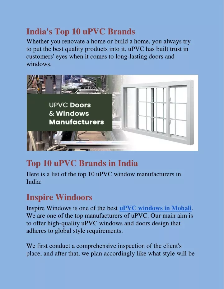india s top 10 upvc brands whether you renovate