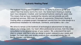 Hydronic Heating Panel