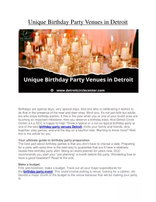 Unique Birthday Party Venues in Detroit