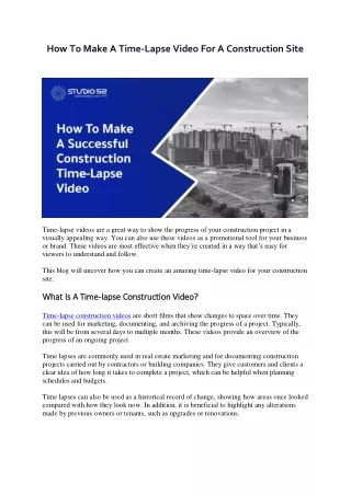 how to make a time lapse video for a construction
