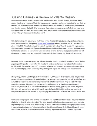 casino games a review of villento casino