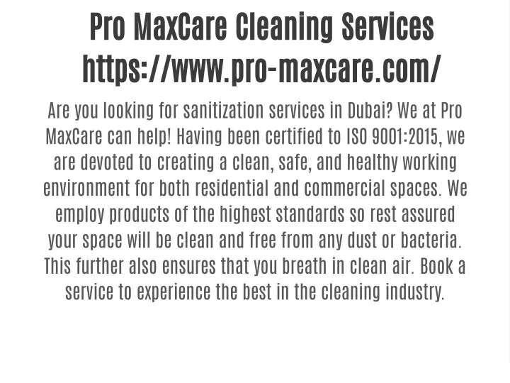 pro maxcare cleaning services https