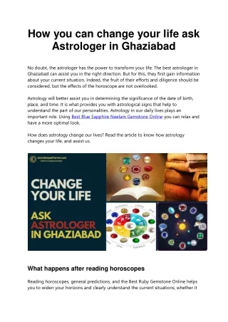 How you can change your life ask Astrologer in Ghaziabad