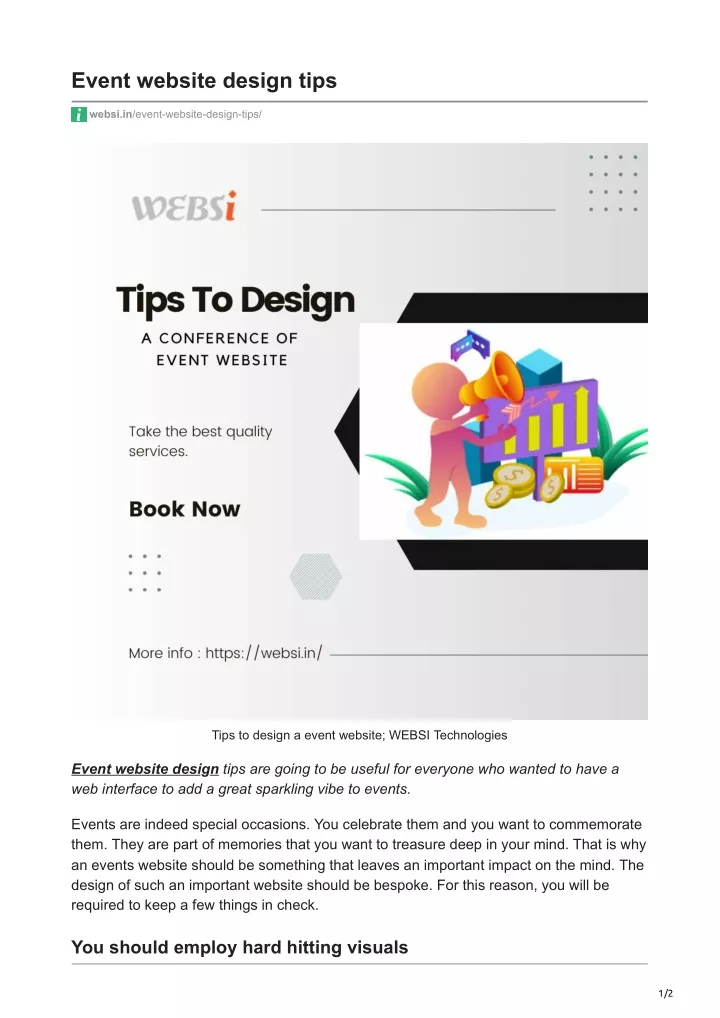 event website design tips