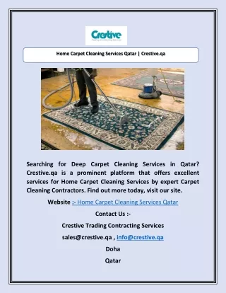 Home Carpet Cleaning Services Qatar | Crestive.qa