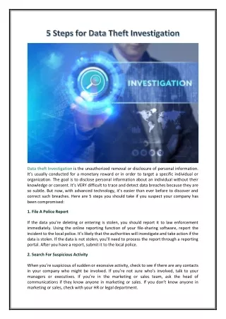 5 Steps for Data Theft Investigation