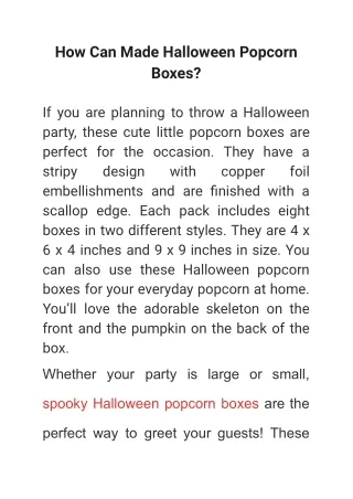 how can made halloween popcorn boxes