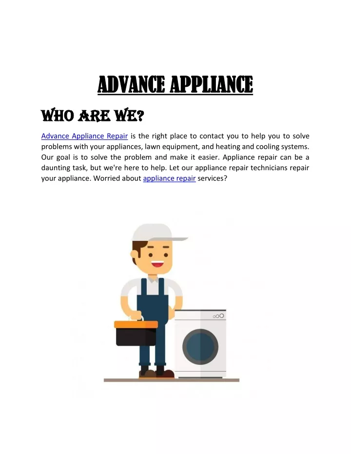 advance appliance advance appliance who are we
