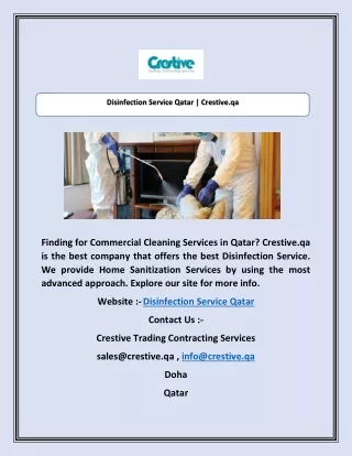 Disinfection Service Qatar | Crestive.qa